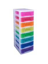 Rainbow 8-drawer storage tower, 7L per drawer, A4 filing, mobile & lightweight