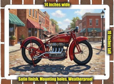 Metal Sign - 1927 Motorcycle Ace Four Oil Painting - 14x10