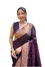 Women's Kanjivaram Soft Silk Banarasi Sarees With Blouse Piece