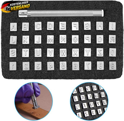 Leder Stempel Set Alphabet und Zahlen für DIY Bastelarbeiten Prägestempel