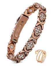 Pure Copper Bracelets  Rings for Women, Ultra Strength Magnetic Bracelet for...