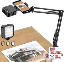Overhead Phone Mount, Articulating Arm Cell Phone Holder with LED Light,