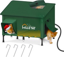 Extra Large Size Heated Cat House for outside Winter,Weatherproof Outdoor Cat Sh