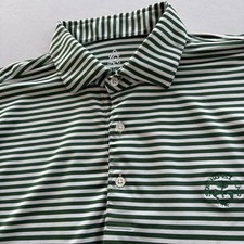 Turtleson Men's Golf Polo Shirt Large Green White Stripe Tour Performance