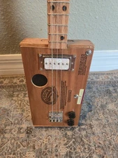 Cigar Box Guitar 3-String Metal Frets, P90 Pickup, 1990 Antique Box