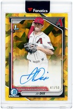 JD Dix Diamondbacks Signed 2024 Bowman Chrome Sapphire Gold #CPA-JD #41/50 Card