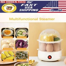 Double Layer Electric Egg Cooker Steamer Boiler Poacher Mini Kitchen Breakfast M