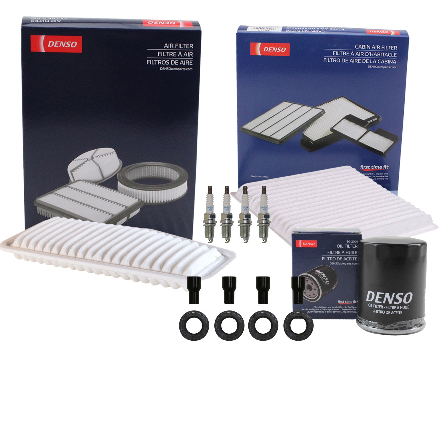 Denso Tune Up Kit NGK 4 Spark Plugs  Boots Kit for RAV4 2.0L 2.4L L4 AWD FWD