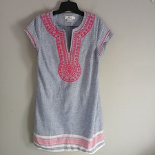 Vineyard Vines Women's Size 6 Tunic Dress Striped Embroidered Mini Linen Cotton