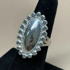 925 Silver  Vintage Shiny Oval Circle Dome Band Ring Sz 6