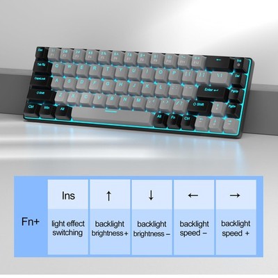 60 Percent Gaing Echanical Keyboard, Inialist K-Box Blue Backlit - View #5