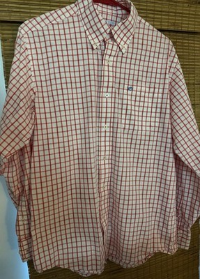 Souhern Tide long sleeved cotton shirt red check pattern Men s Med Crisp! VGUC