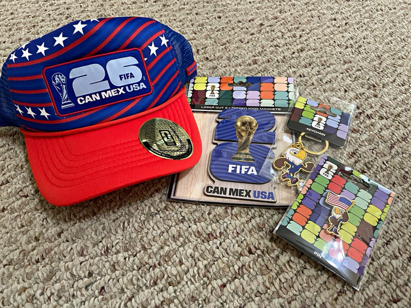 FIFA 26 Soccer USA Hat + USA Pin + USA Keychain + USA Magnet Set