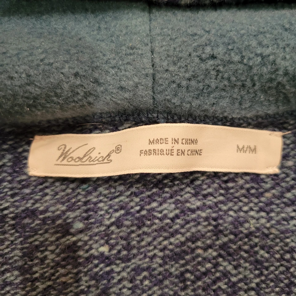 Chaleco Suéter Woolrich Con Capucha Mezcla de Lana Talla M Azul Teal Bolsillos con Cremallera Foto 4 de 4