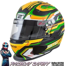 Zamp RZ-70E Switch Helmet Matte Green/Black/Yellow Snell SA2020/FIA Size X-Large
