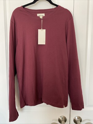 PACT ORGANIC LONG SLEEVE TSHIRT MENS M CREWNECK DARKROSE 100% organic Cotton