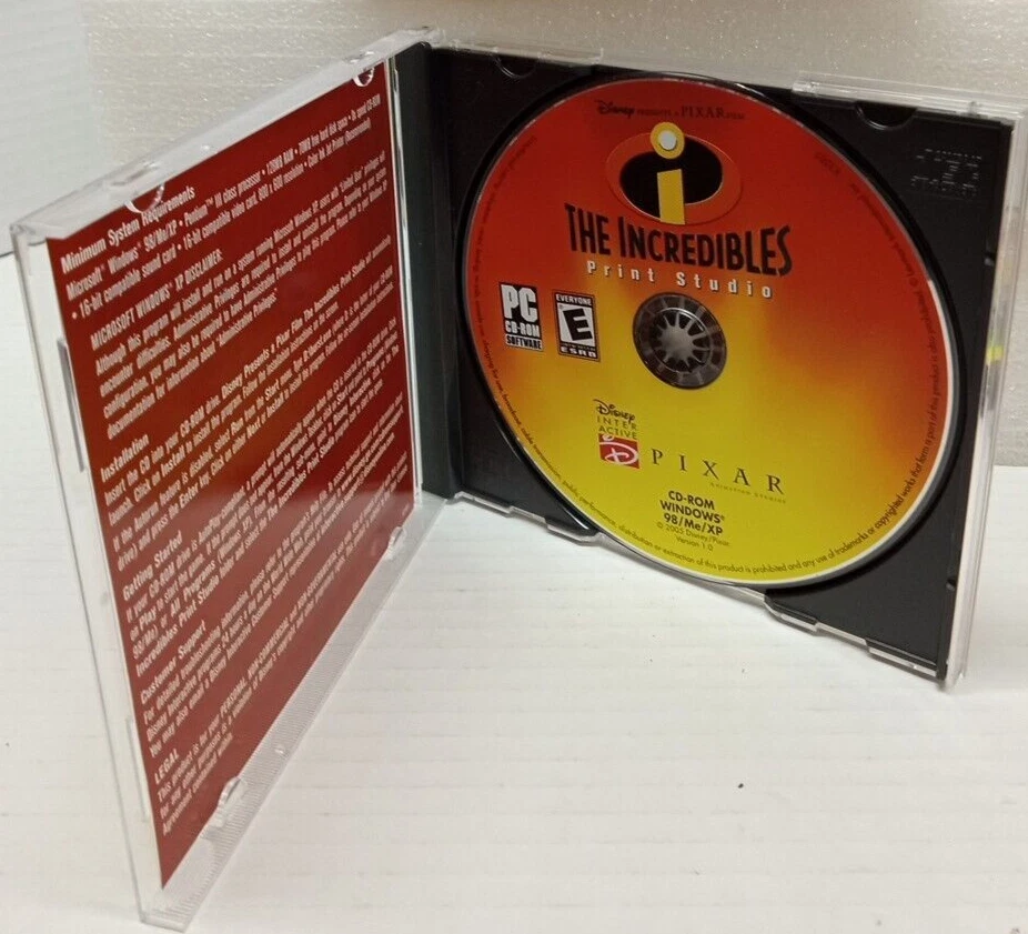 LOS INCREÍBLES PC-CD ROM ESTUDIO DE IMPRESIÓN SOFTWARE DE COMPUTADORA WALT DISNEY PIXAR Foto 3 de 3