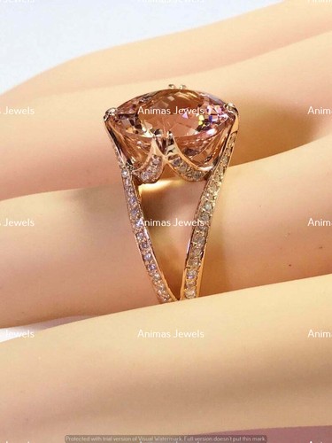 4 CT Oval Solitaire Pink Morganite Wedding Engagement Ring 14K Rose Gold Plated - Picture 6 of 9