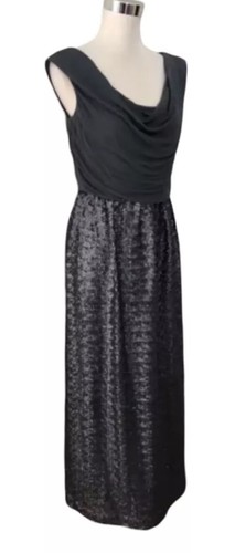 MATTHEW EAGER Sequin Contrast Cowl Neck Evening Dress. Fits Size 10. - Picture 2 of 8