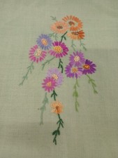 Vintage Floral Linen Hand Embroidered Green Tea Cosy Cover ~ Vintage Teacosy 