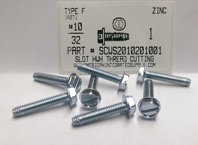 10-32x1 1/4\", FT  INDENT HWH SLOT MACHINE SCREW SLOTTED INDENT HEX Washer Head Stainless A2 18 8 113088