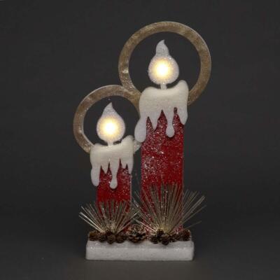 Vorbeleuchtete Weihnachtsdeko LED Kerze Tisch Mittelstück Fenster Weihnachtsgeschenk 51cm
