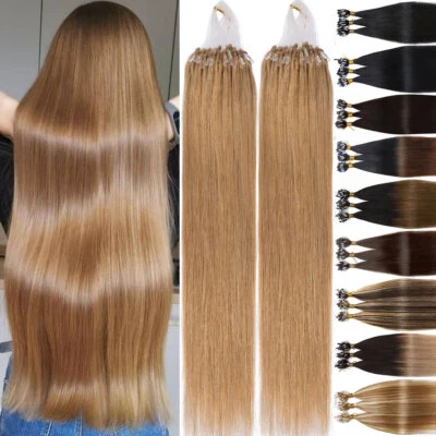ELAILITE THICK 14"-24" Micro Loop Ring 100% Real Remy Human Hair Extensions Nano Beads 1G