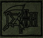 DEATH metal band Patch hand machine embroidered made in Wa. black on olive drab — photo 1