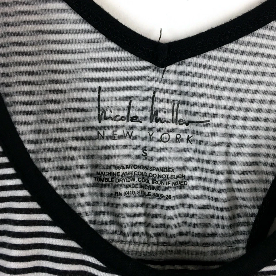 Nicole Miller Нью-Йорк Майка Маленький Черно-белый Полосатый Полочный Бюстгальтер Racerback - Изображение 3 из 4