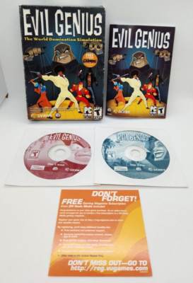 Evil Genius (PC, 2004) CIB - Box, 2 CDs, Manual, Insert - TESTED WORKS GREAT!