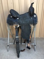 Black Western Leather Barrel Rough Out Horse Saddle Tack set 10" - 18"