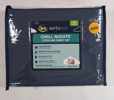 NIP Serta Chill Nights Dark Blue Queen 4 Pc Bed Sheet Set SertaRest Soft Cooling