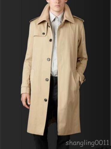 Mens Single Breasted SliM Fit Long Trench Coat Formal Business Parkas S4 M-9XL - Imagen 11 de 26