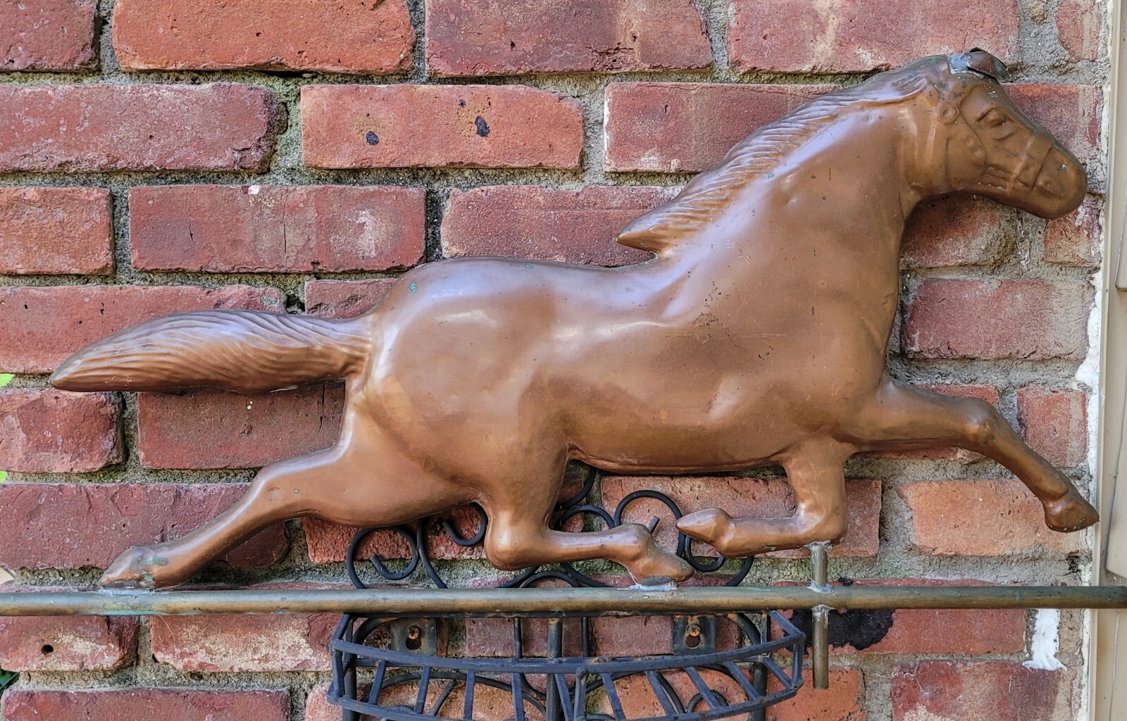 RUNNING HORSE COPPER WEATHERVANE 28 in Long Mounted on 31 in Spindle