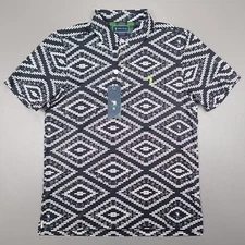 William Murray Polo Shirt Golf S/S Fall into Formation Geometric Print Stretch