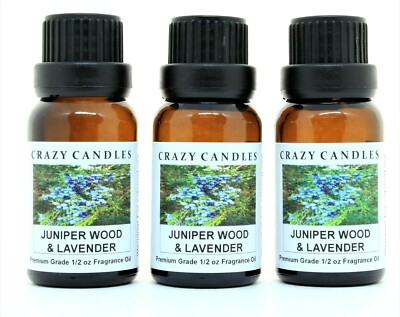3 Juniper Wood & Lavender 1/2oz Premium Grade Fragrance Oil Crazy Candles
