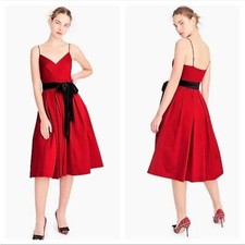 J. Crew Red Spaghetti Strap Dress (missing black Velvet Sash) NEW