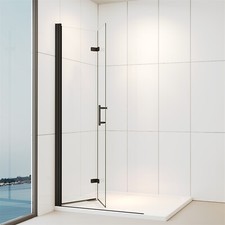 IMPTS Faltbar Duschwand Walk in Dusche Schwarz Duschabtrennung 6mm ESG Glaswand