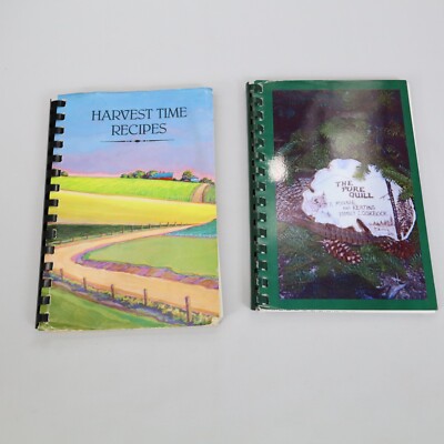 Lot 2 Vintage Cookbooks Pure Quill Minnie Keating Spiral Harvest Time Recipes