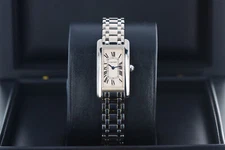 Cartier Tank Americaine 18kt White Gold American Tank Blued Hands W26019L1 1713