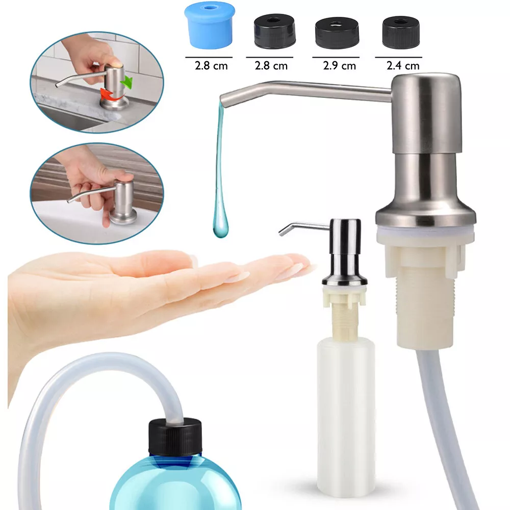 Dish Soap Dispenser for Kitchen Sink - Stainless Steel Pump and