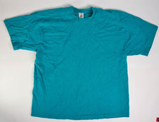 Vintage Teal Single Stitch Blank Fruit Of The Loom Tee Made In USA | XXL