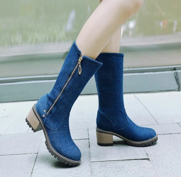 Denim boots size best sale 1