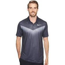 Nike Golf Men's Dri-Fit Chevron Print Golf Polo Grey White AR4278-010