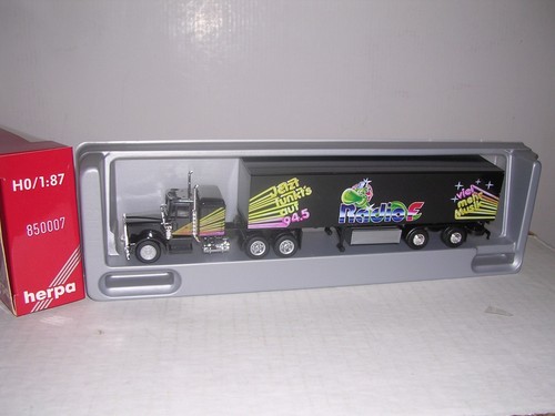 HERPA #850007 Kenworth cabina con remolque de caja "Radio F" de 40' "Blanco" H.O. Escala 1:87 | Zustand: New
