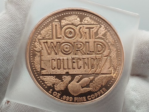 Tyrannosaurus Rex T-Rex Dinosaur 1oz Copper Round Coin Lost World Collection - Picture 4 of 10