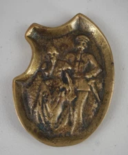 Vintage Naughty Risque Naughty Soldier German WW1 Lady Brass Ashtray Bronze