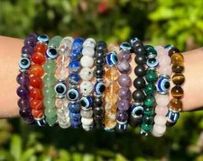 Evil Eye Crystal Bracelets - 8 mm Bead Bracelets Best Selling Gemstone Bracelets