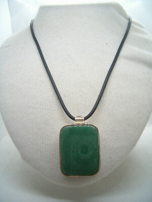 Cozzi Gioielli 925 Silver Pendant Natural Green Aventurine Rubber Choker