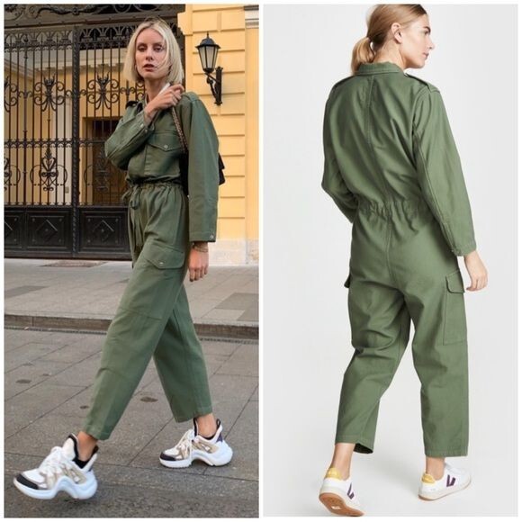 Surplus Citizens of Humanity Nova Utility Jumpsuit Green Denim Sz